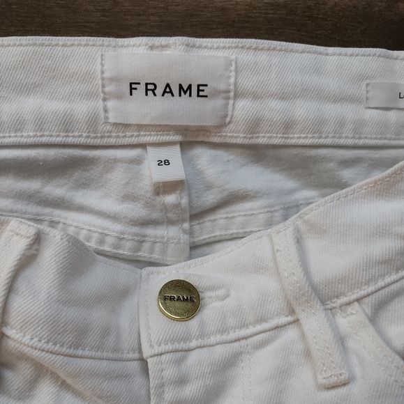 Frame Le Nik Straight Leg Jeans High Rise White - Picture 2 of 13